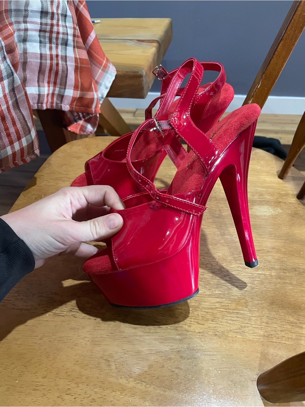 Pleaser Red Patent Platform Stiletto Sandals
